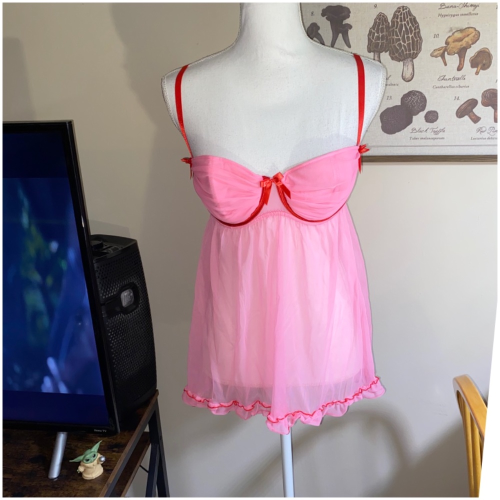 VS Pink with Red Lining Nighty; 36C